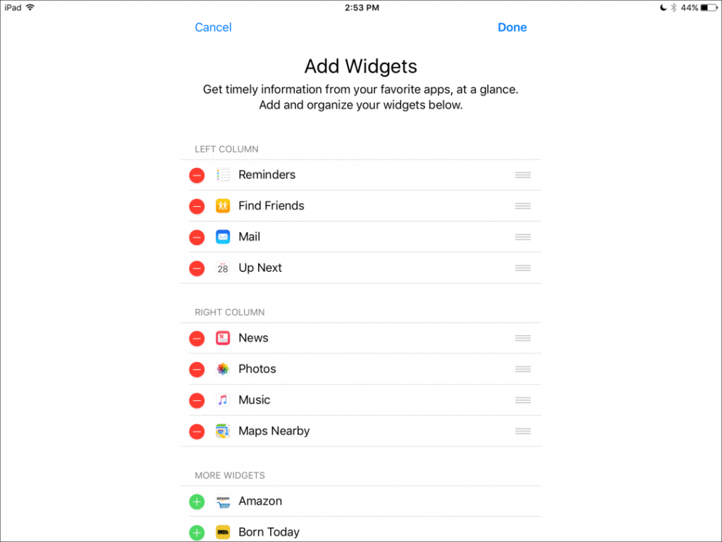 Add widgets in iOS 10