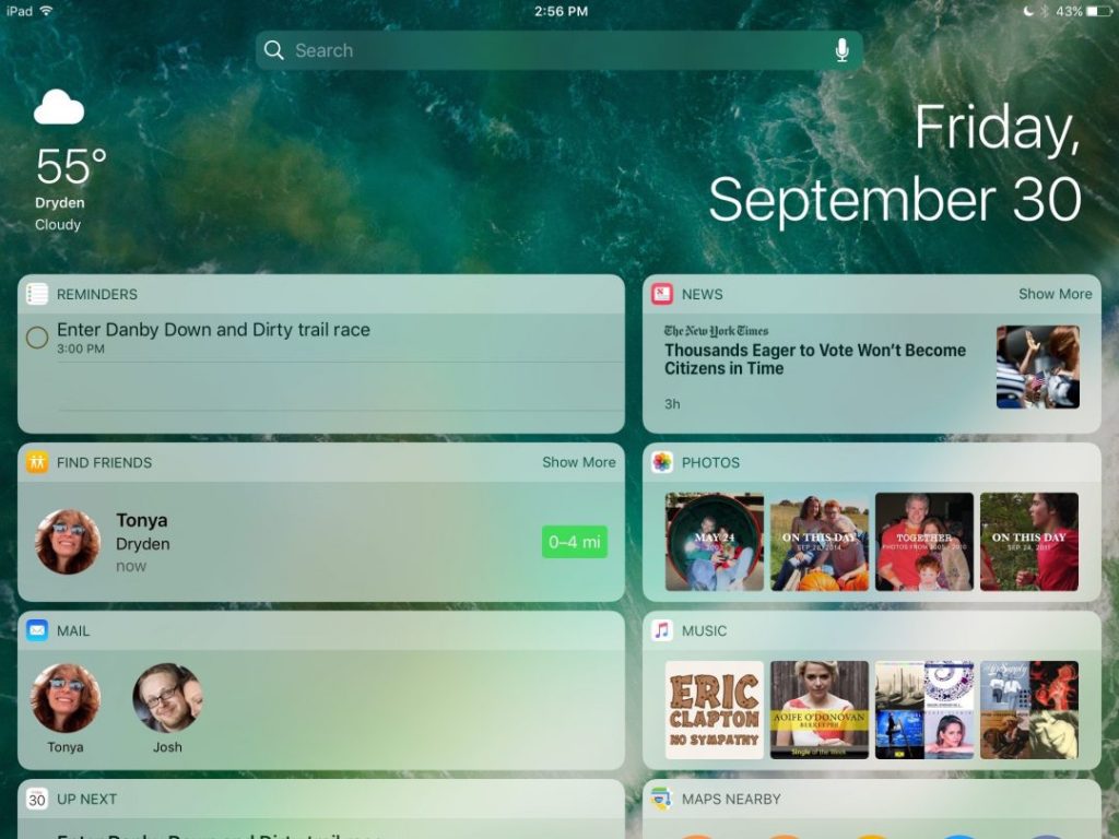 iOS 10 iPad Widgets