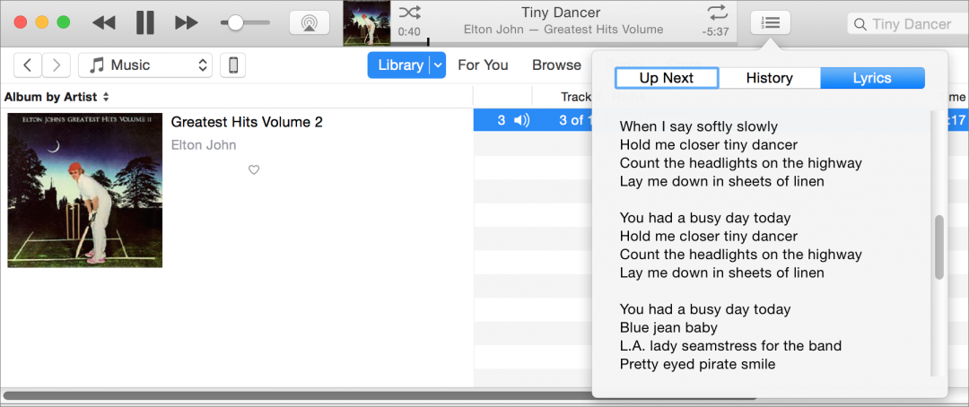 View song lyrics in iTunes