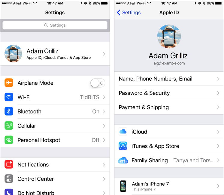 iOS 10.3 Moves iCloud and iTunes in the Settings App