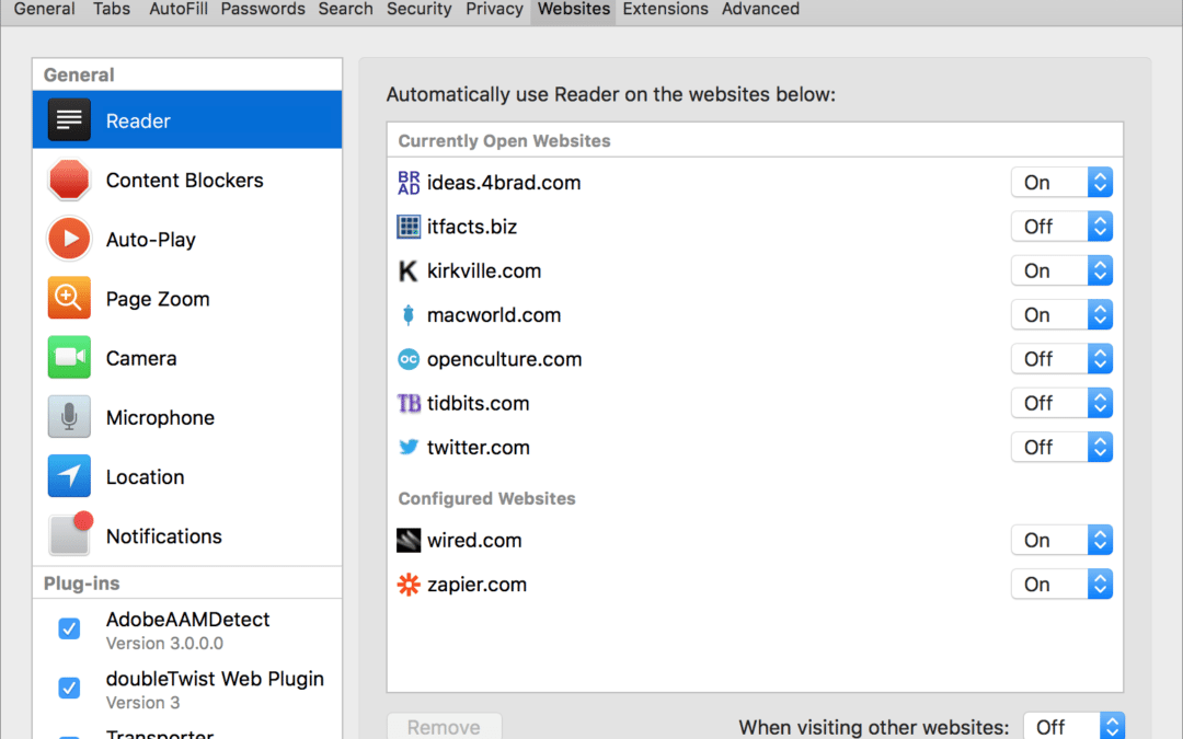 Learn How You Can Adjust Web Site Behavior with Safari’s Site-Specific Settings