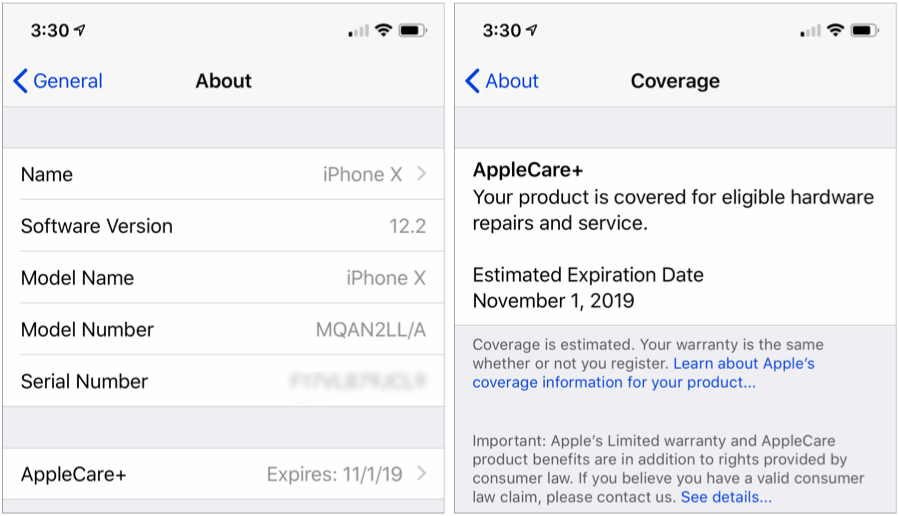 Can’t Remember When Your Warranty Expires? iOS 12.2 Lays It Out